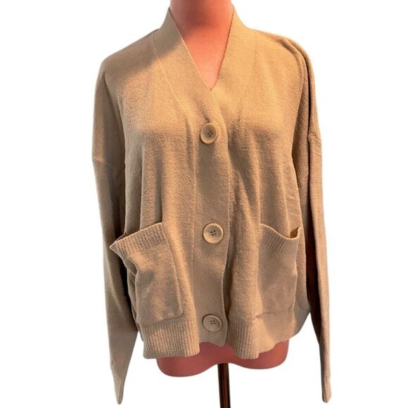 NWT Hello Nite Super Soft Cardigan Sweater Loungewear 2 Pockets Sea Pearl M - Picture 1 of 5